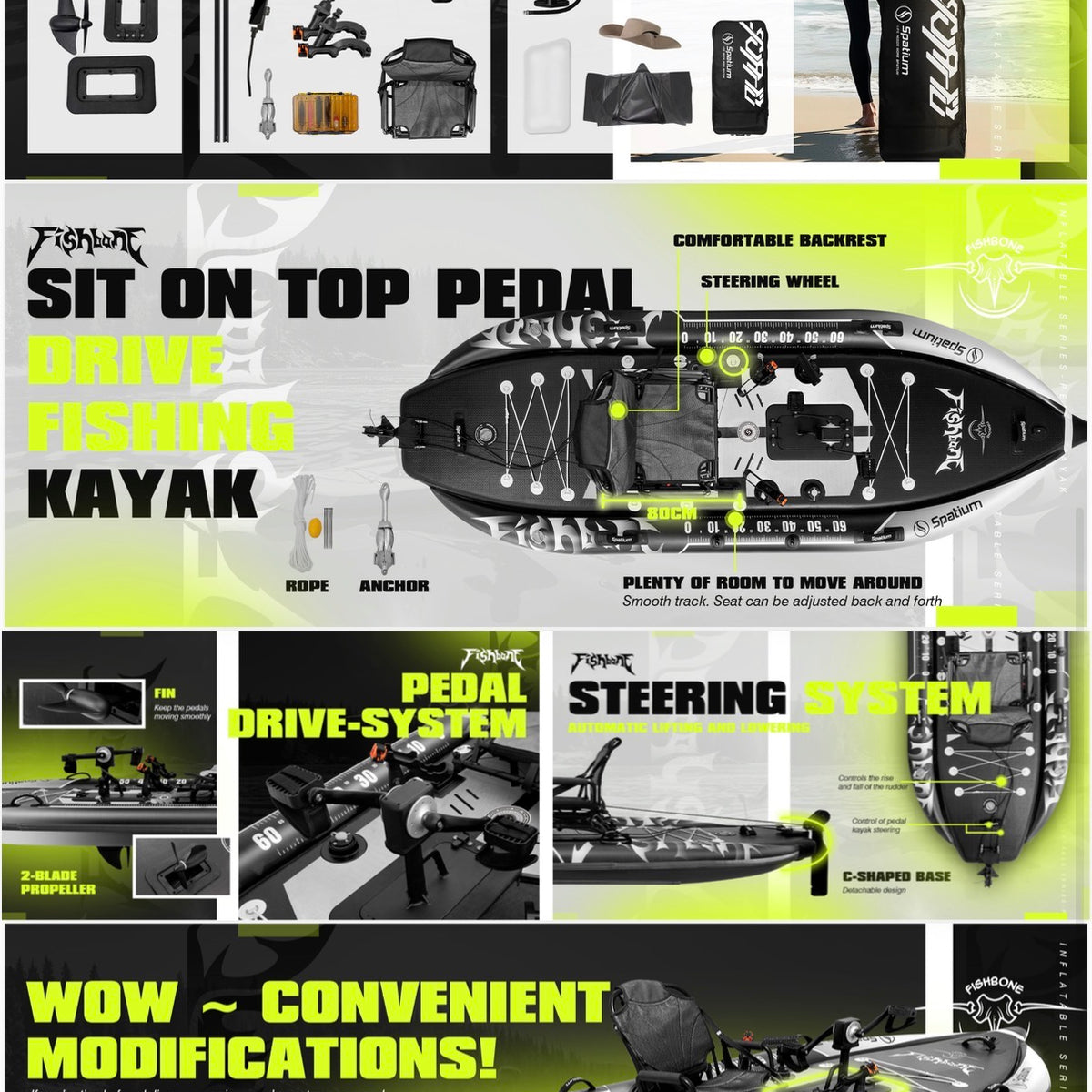 pedal kajak aufblasbar Premium Angelkajak Padelantrieb aufblasbar / Tusker ink. Zubehör Angel –  2Wheels Company