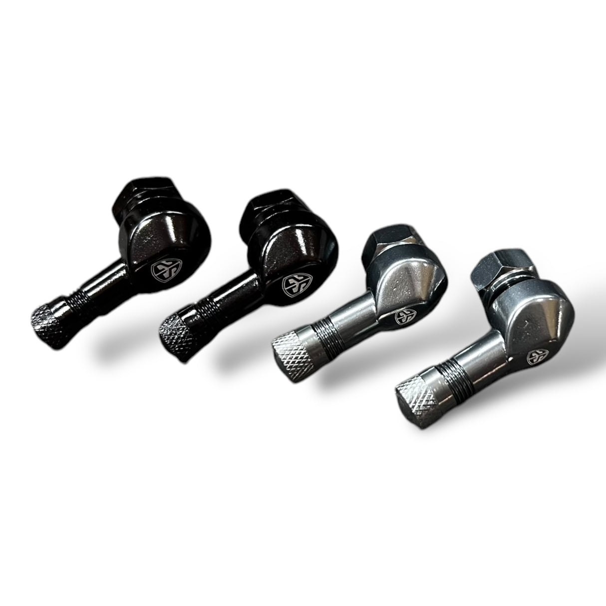 2Wheels Company Reifenventil 8,3 mm Winkelventil Alu Schwarz / Grau