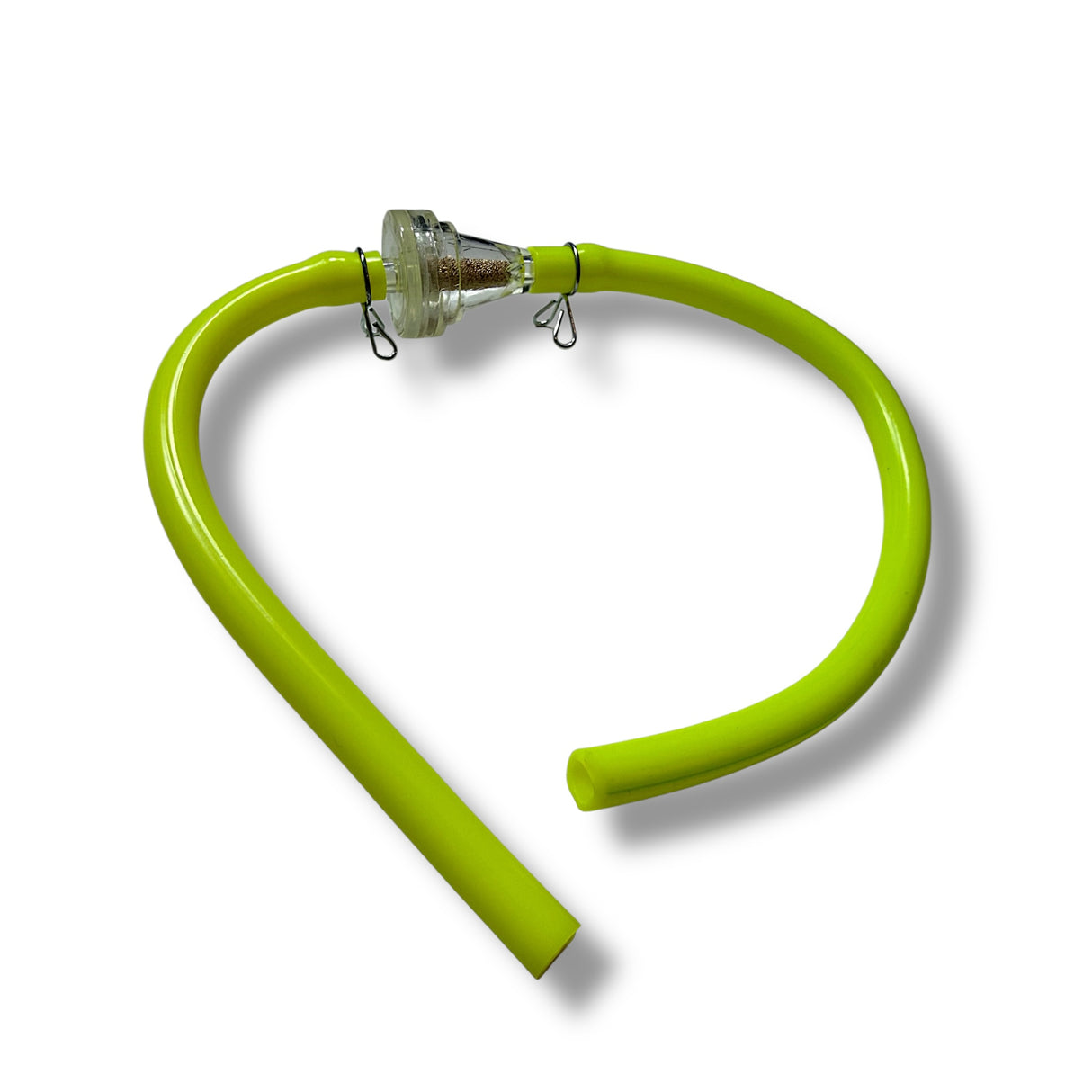 Benzinfilter mit Ø 7 mm Anschluss inkl. Schlauch in Neon Gelb.