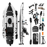 Spatium Fishleap Premium Inflatable Fishing Kayak with Pedal Drive System (Tusker) – Including Accessories
