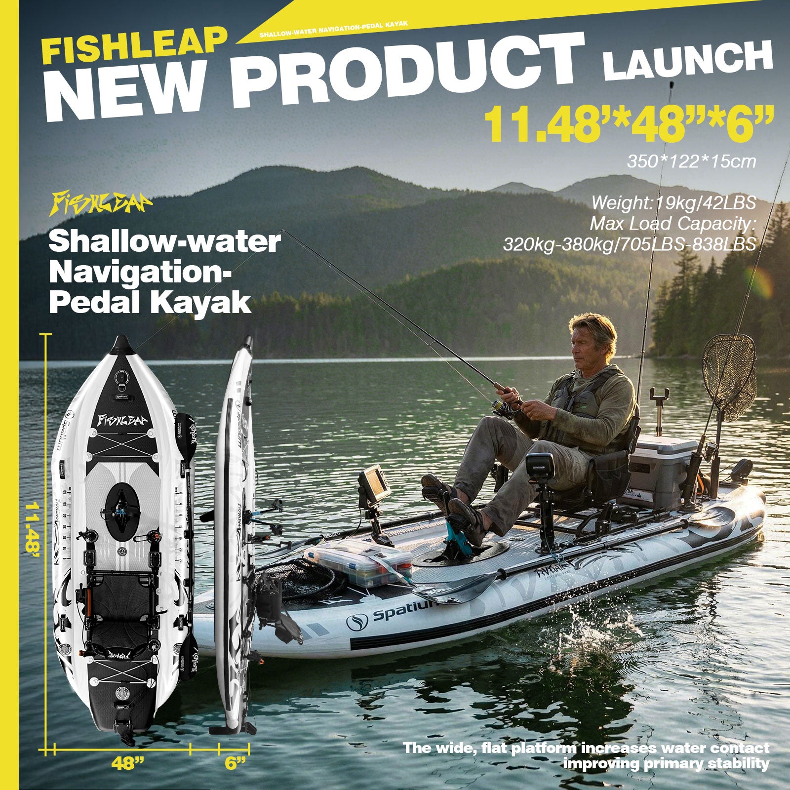 Spatium Fishleap Premium Angelkajak Padelantrieb aufblasbar / Tusker i – 2Wheels Company