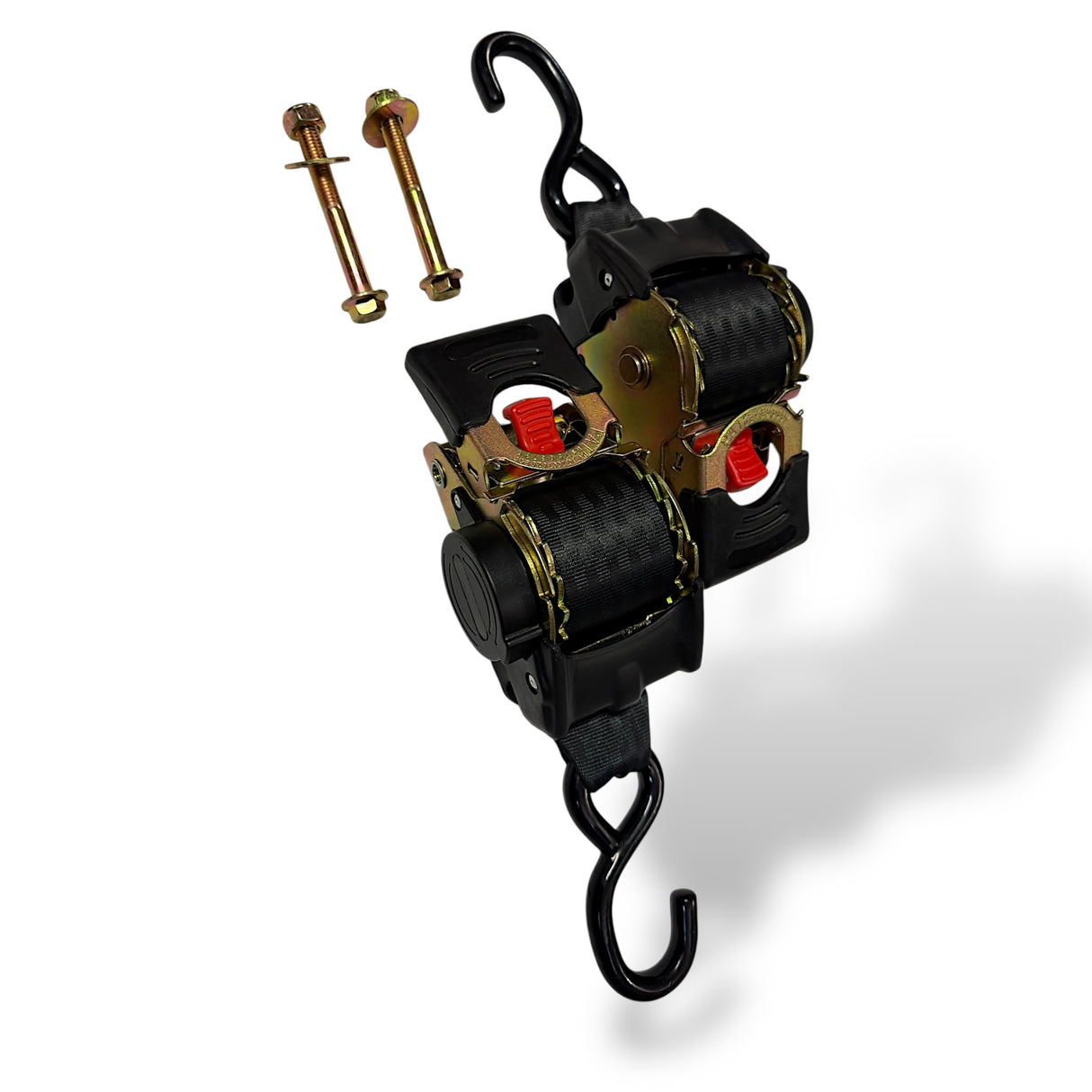 Automatik Spanngurte mit Ratsche 270 cm x 5,0cm – 2er Set – LC 1500 daN – S-Haken kunststoffummantelt-zur Festmontage