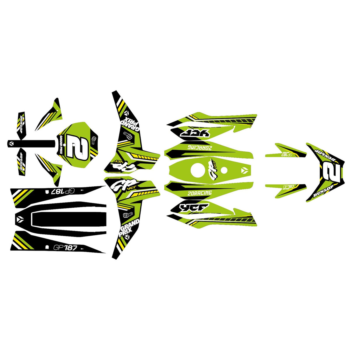 Dekor-Kit – für YCF Mini GP 107 | GP 157 | GP 187 Green