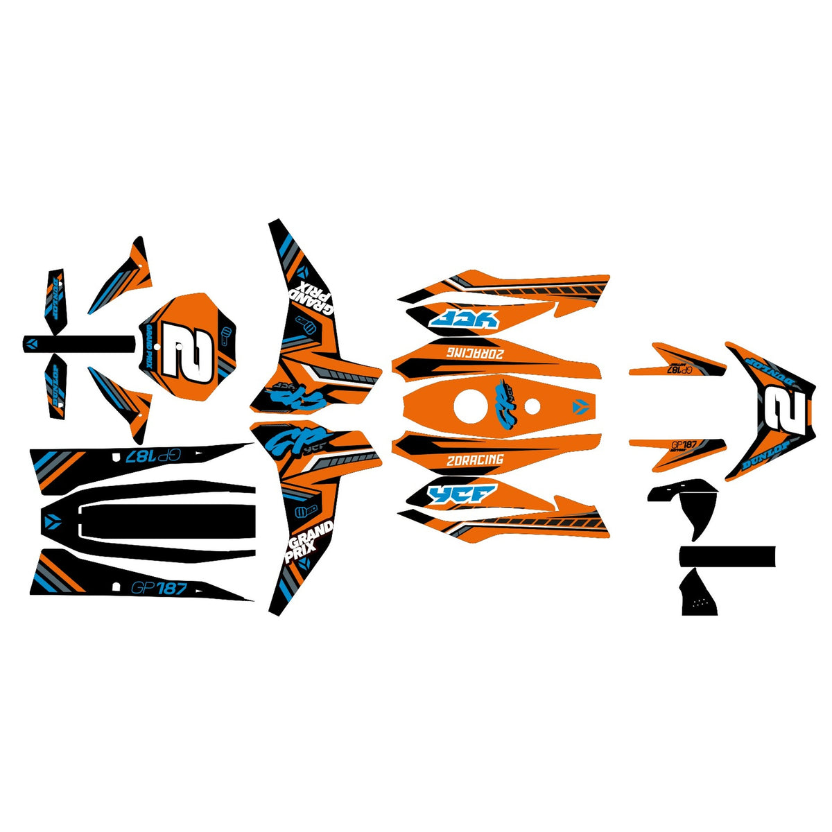 Dekor-Kit – für YCF Mini GP 107 | GP 157 | GP 187 Orange 2.0