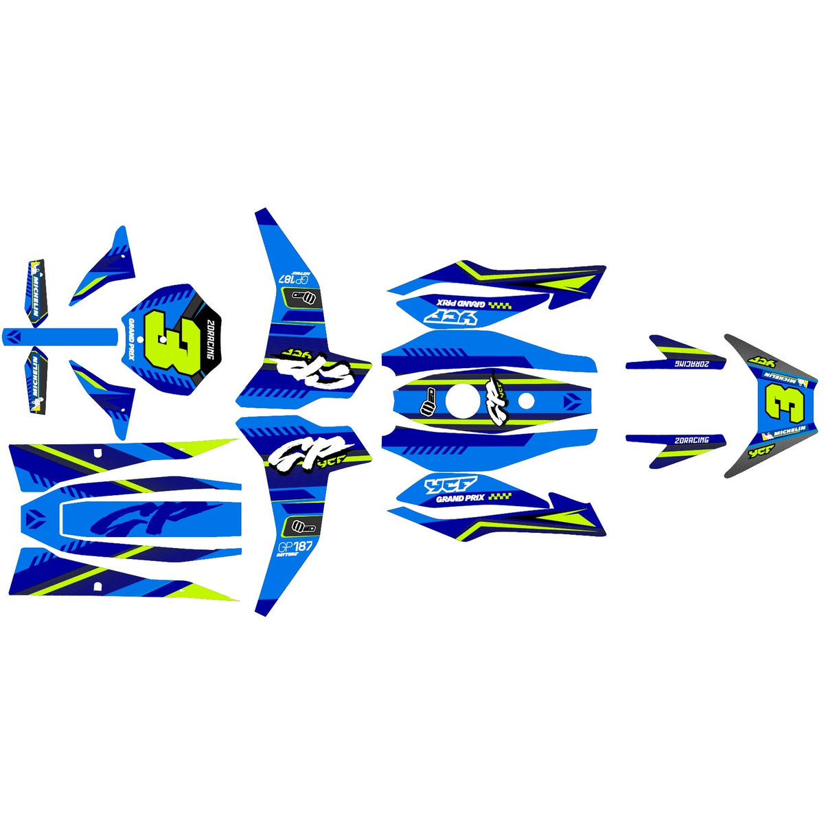 Dekor-Kit – für YCF Mini GP 107 | GP 157 | GP 187 Blue 2.0