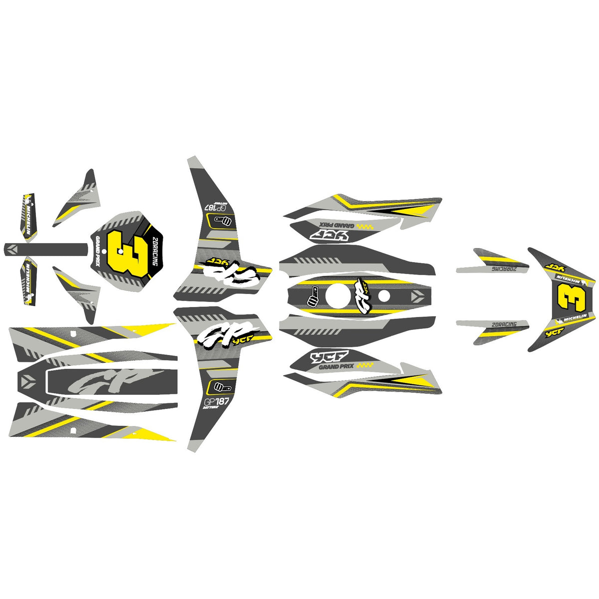 Dekor-Kit – für YCF Mini GP 107 | GP 157 | GP 187 Yellow 2.0